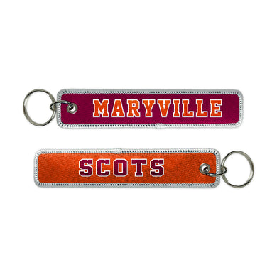 Embroidered Key Tag | Garnet/Orange