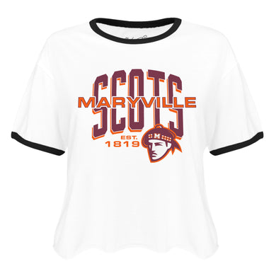 Ladies Cutoff Ringer Tee | White