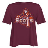 Ladies Short Sleeve Cutoff Cotton Tee | Garnet