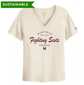 Ladies V Neck Tee Fighting Scots | Tan